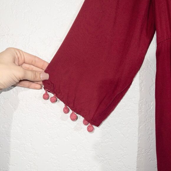 Umgee Burgundy Lace Front Tunic Dress Size Medium - Picture 4 of 9